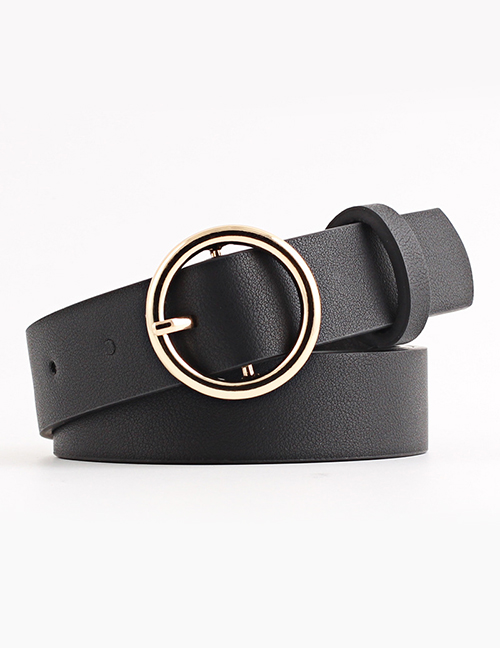 Fashion Black Round Faux Leather Belt
