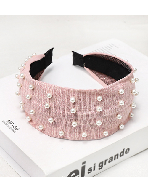 Fashion Pink Nailed Pearl Headband Nail Pearl Solid Color Wide-brimmed Headband