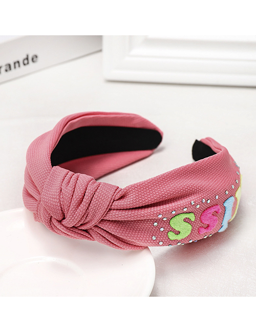 Fashion Watermelon Red Letter Rhinestone Headband Wide-brimmed Temperament Solid Color Letter Water Drill Hoop