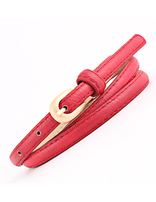 Fashion Red Denim Pin Buckle Belt