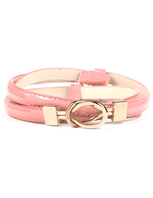 Fashion Light Pink Double Buckle Adjustment Belt