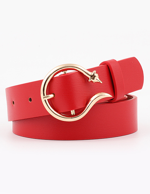 Fashion Red Wide Leather Fashion Pants Belt