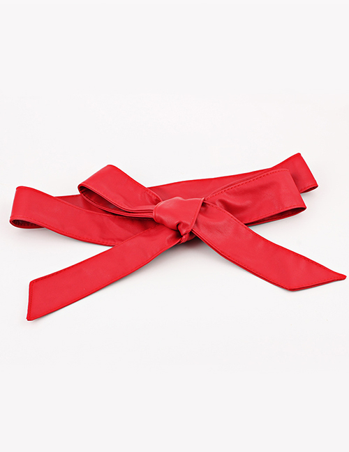 Fashion Red Ribbon Bow Wide Belt