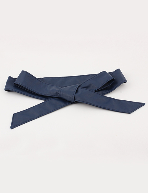 Fashion Navy Ribbon Bow Wide Belt