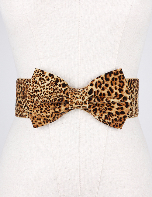 Fashion Leopard Bow Elastic Wide Girdle