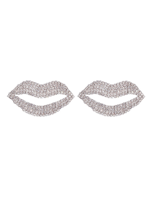 Fashion Lips Alloy Diamond Letter Lip Stud Earrings