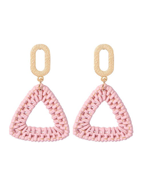 Fashion Pink Alloy Rattan Triangle Earrings