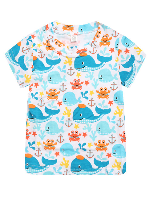 Fashion Dolphin Crab Cartoon Baby Boy T-shirt