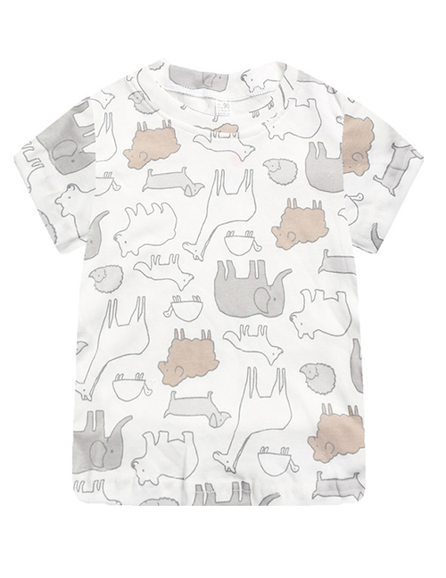 Fashion Grey Animal Cartoon Baby Boy T-shirt