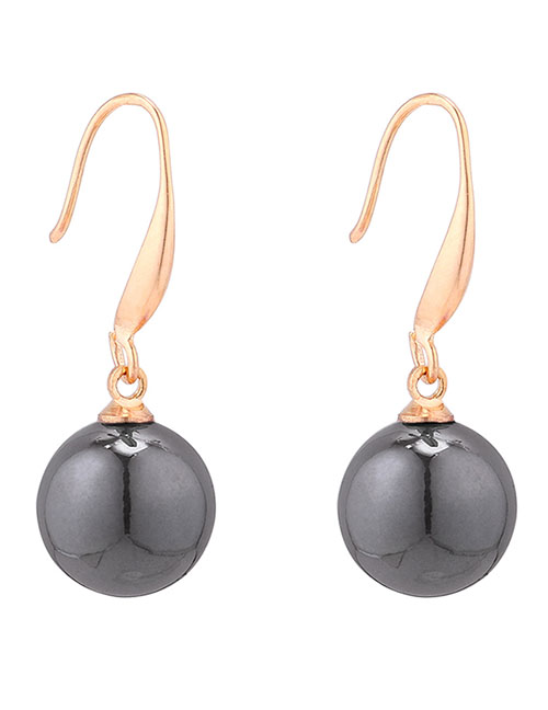 Fashion Black Small Ball Pearl Earrings