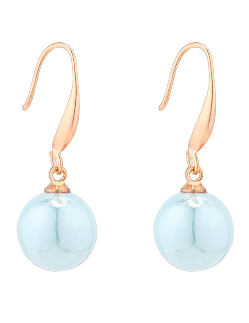 Fashion Sea Blue Small Ball Pearl Earrings
