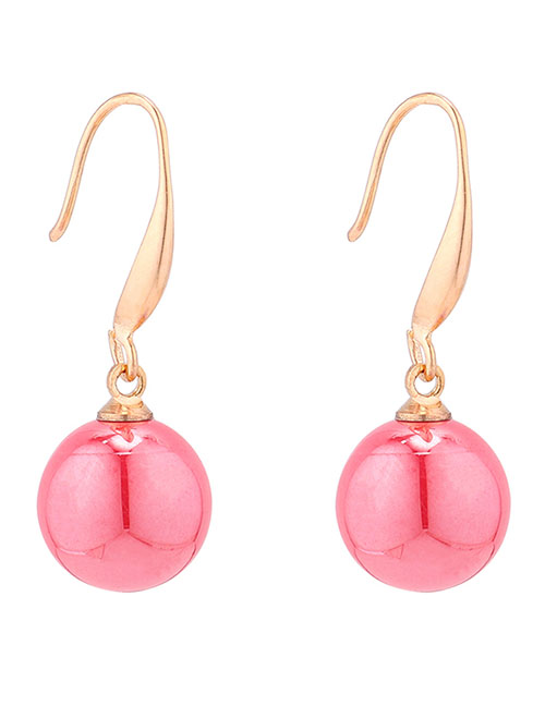Fashion Rose Red Small Ball Pearl Earrings