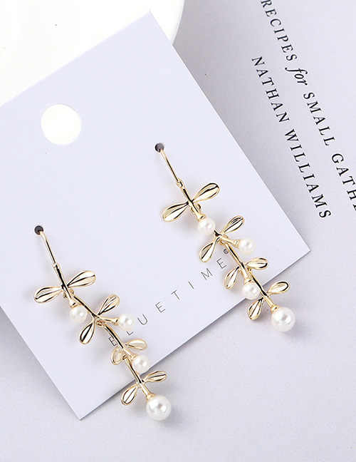 Fashion 14k Gold Plated Gold Leaf Earrings
