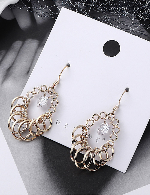 Fashion Champagne Gold Plated Gold Circle Cutout Earrings