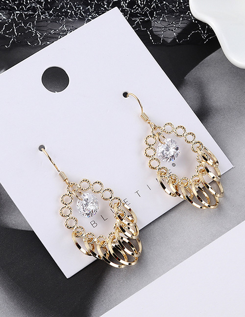 Fashion 14k Gold Plated Gold Circle Cutout Earrings
