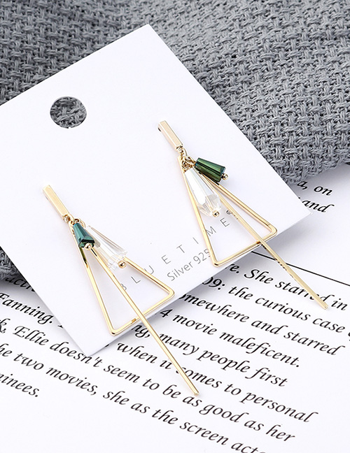 Fashion Gold Plated Gold Triangle Fringed  Silver Needle Earrings