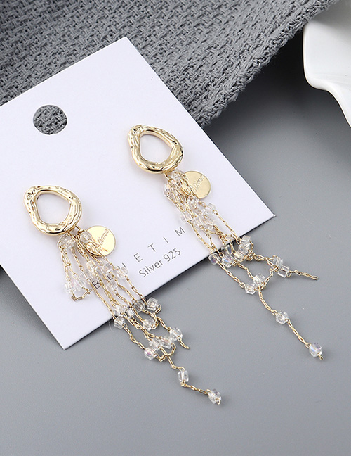 Fashion 14k Gold Plated Gold Fringed  Silver Needle Earrings