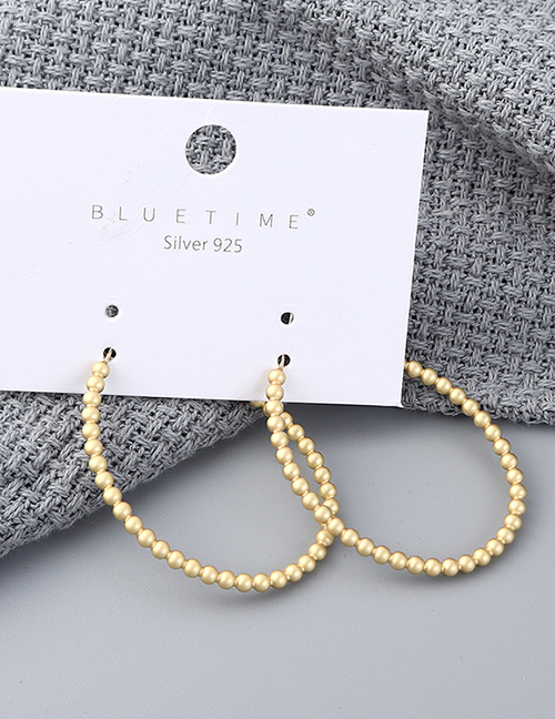 Fashion Dumb Gold Large Circle Cutout  Silver Needle Earrings