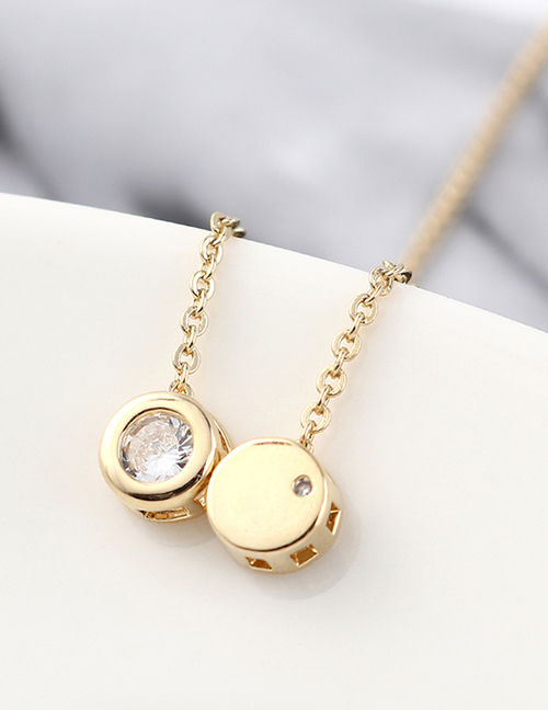 Fashion 14k Gold Copper Plated Gold Zircon Necklace