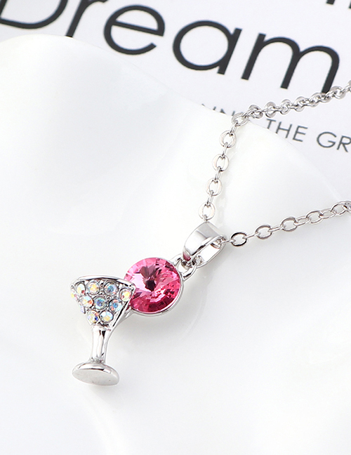 Fashion Rose Red Small Glass Crystal Necklace