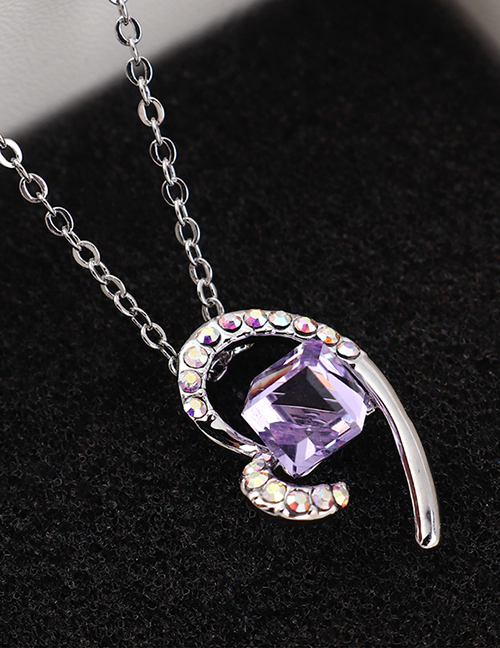 Fashion Violet Heart Crystal Necklace