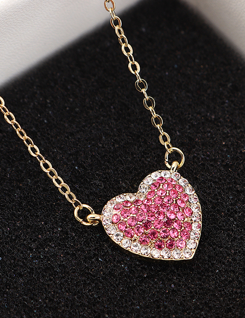 Fashion 14k Gold + Rose Red Sky Heart Crystal Necklace
