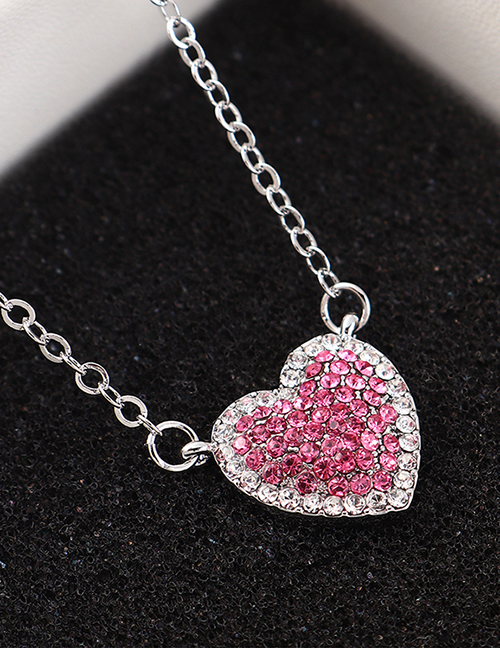 Fashion Platinum + Rose Sky Heart Crystal Necklace