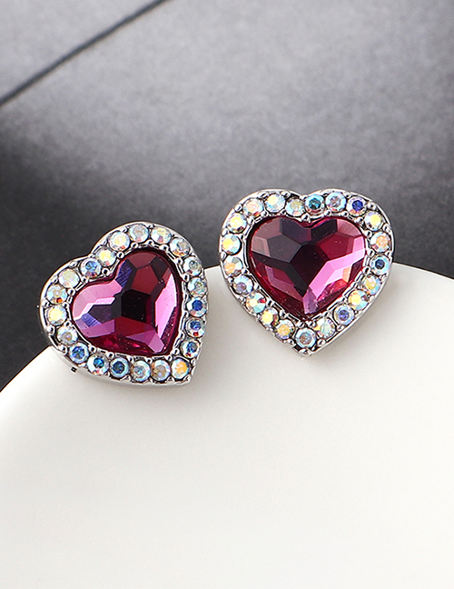 Fashion Purple Crystal Stud Earrings - Sweetheart