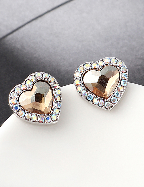 Fashion Gold Crystal Stud Earrings - Sweetheart