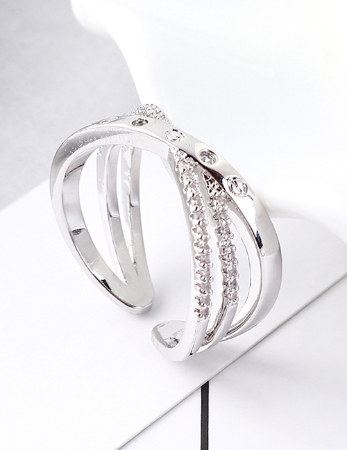 Fashion Platinum Zircon Ring - Winding