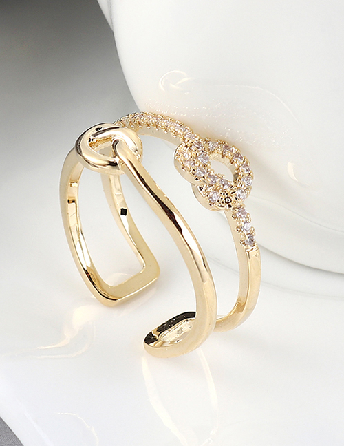 Fashion 14k Gold Zircon Ring - Romantic Heart