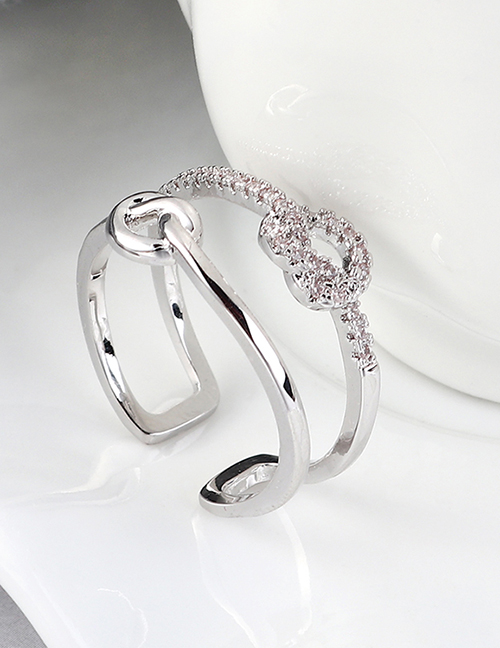 Fashion Platinum Zircon Ring - Romantic Heart