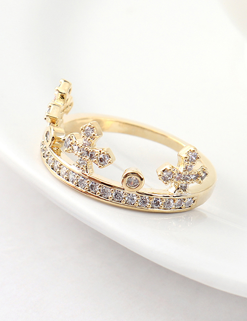 Fashion 14k Gold Zircon Ring - Crown Ring