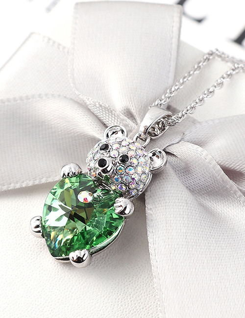 Fashion Olive Crystal Necklace - Bear Heart