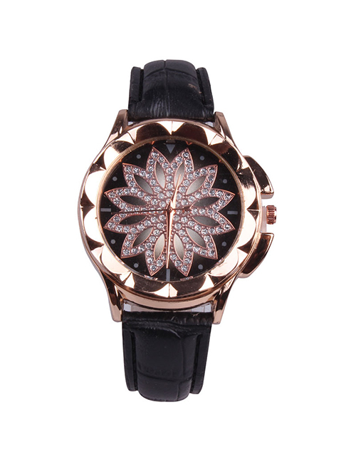 Fashion Black Time To Run The Disc Leather Watch