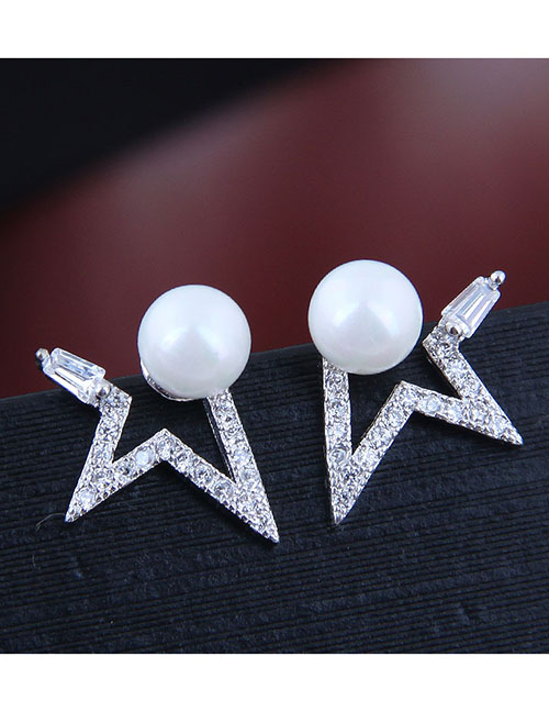 Fashion Silver Meteor Pearl Stud Earrings