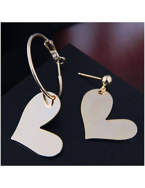 Fashion Gold Love Asymmetric Earrings
