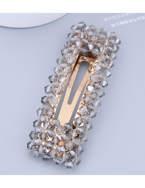 Fashion Gray Crystal-made Rectangular Pearl Hairpin