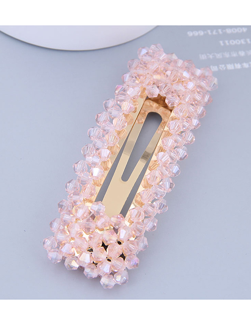 Fashion Pink Crystal-made Rectangular Pearl Hairpin