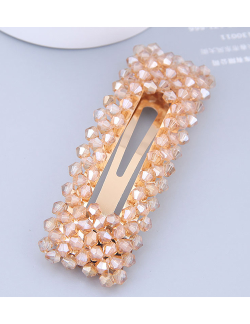 Fashion Champagne Crystal-made Rectangular Pearl Hairpin