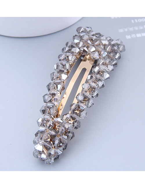 Fashion Gray Crystal-made Water Drop Pearl Hairpin