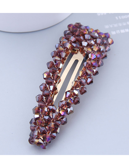 Fashion Purple Crystal-made Water Drop Pearl Hairpin