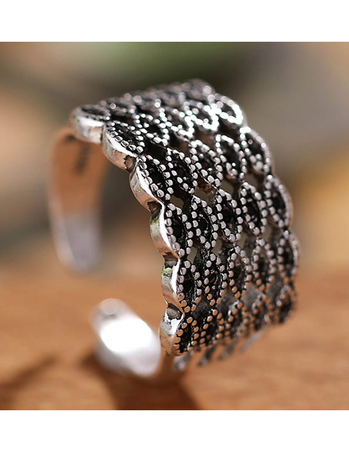 Fashion Silver Dotted Open Ring
