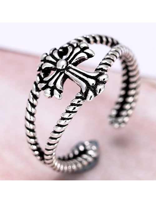 Fashion Silver Cross Opening Ring