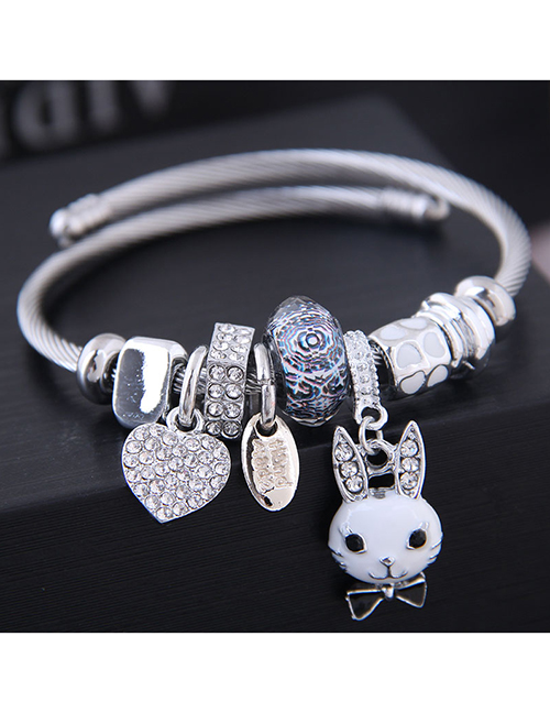 Fashion White Metal Love Rabbit Bracelet