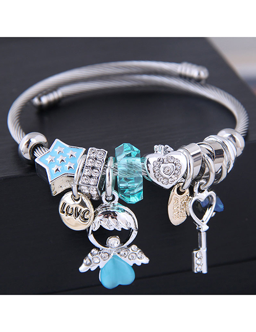 Fashion Blue Metal Angel Doll Key Bracelet