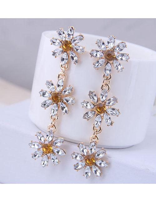 Fashion Yellow Metal Flower Earrings