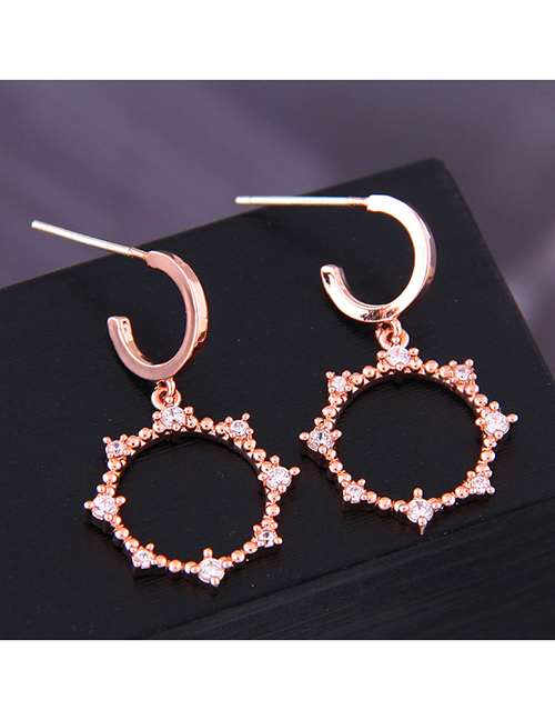 Fashion Gold Copper Micro-inlaid Zirconium Ring Earrings