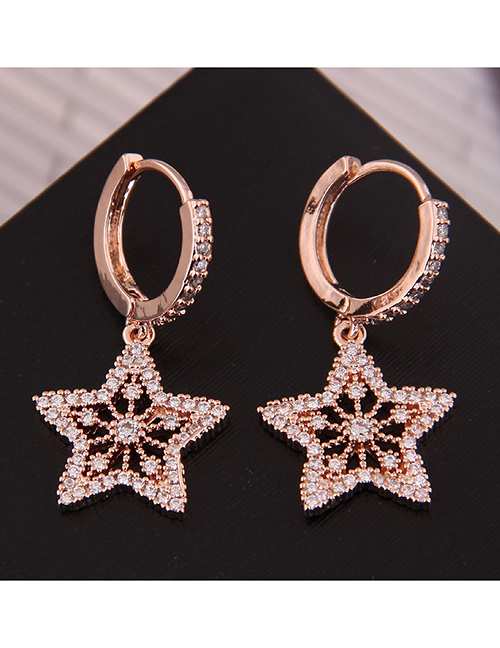 Fashion Rose Gold Copper Micro-inlaid Zirconium Five-pointed Star Buckle