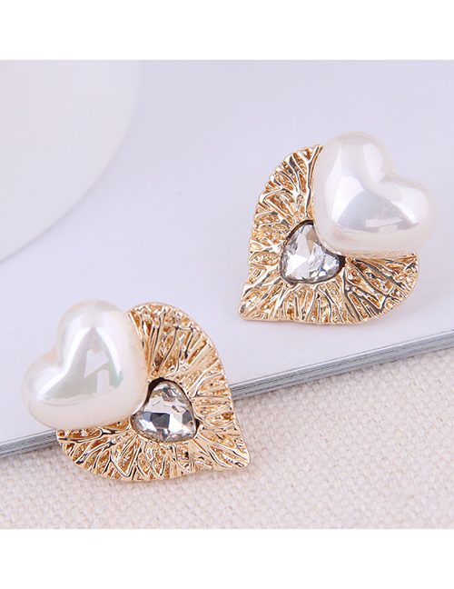 Fashion Gold  Silver Needle Love Earrings